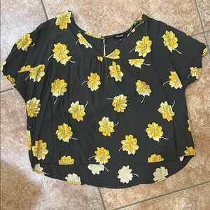 Madewell Floral Green and Yellow Women's Top